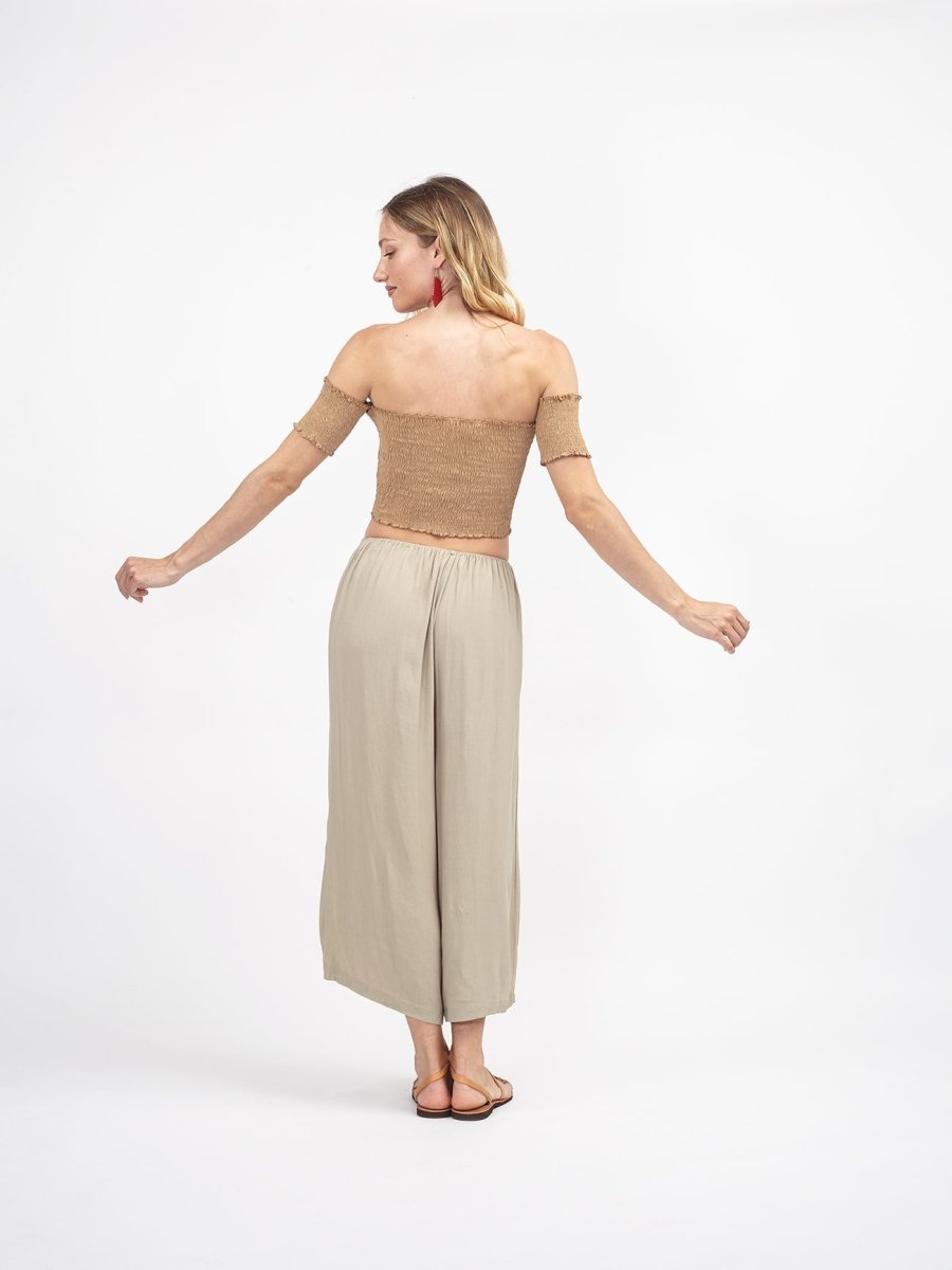 Crop Top elasticizzato Dea - sabbia - Bijondo