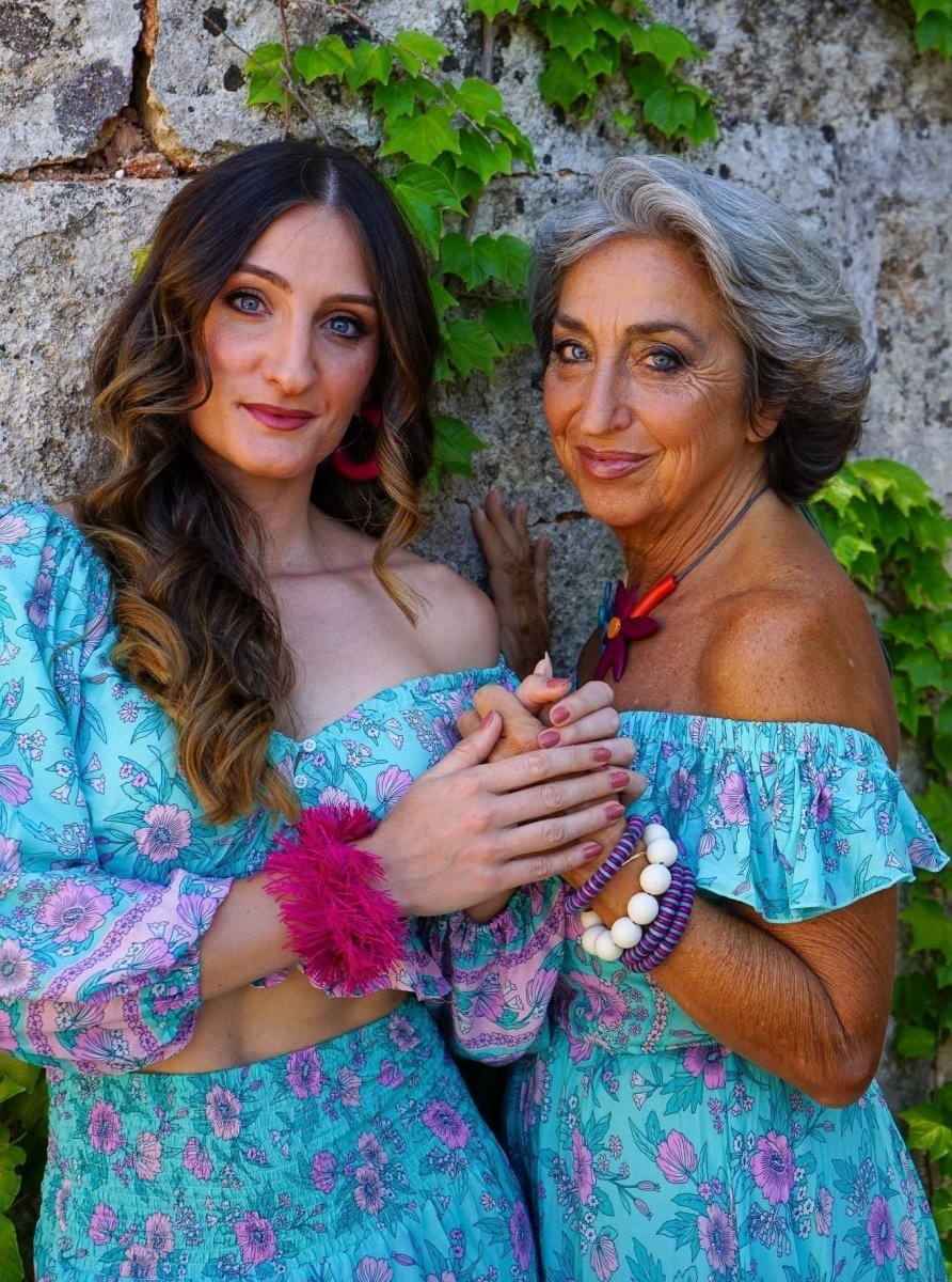 Crop Top scollo bardot e maniche a sbuffo Doroty - malva - Bijondo