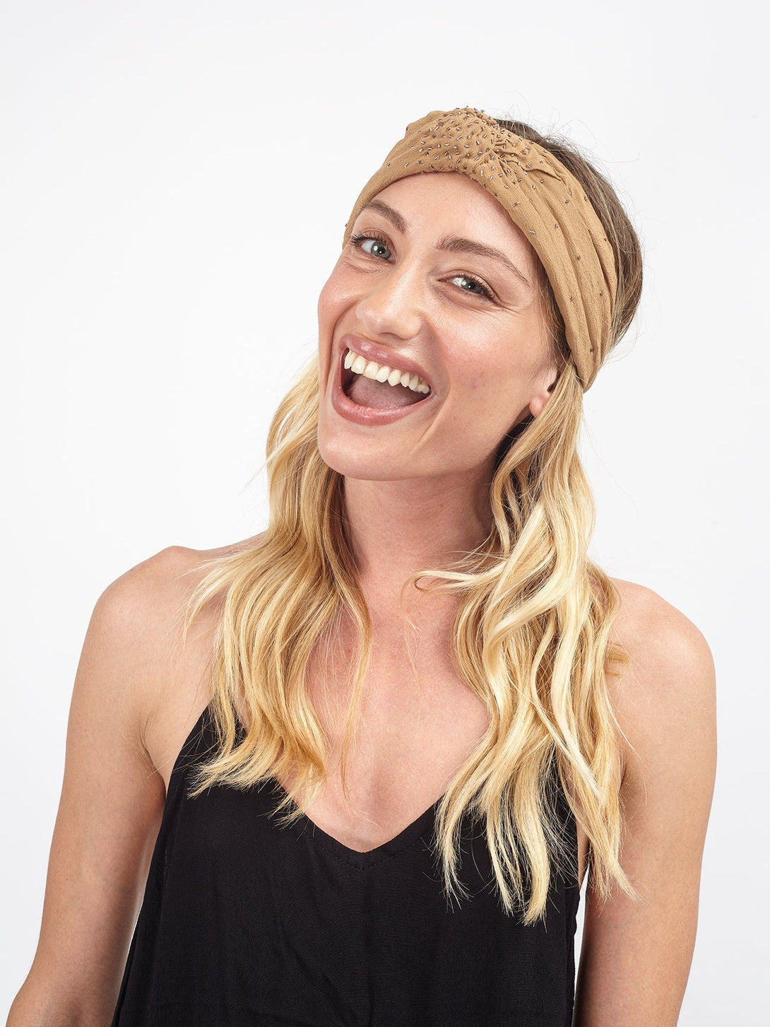 Fascia capelli con dettaglio strass Cloe - nocciola - Bijondo