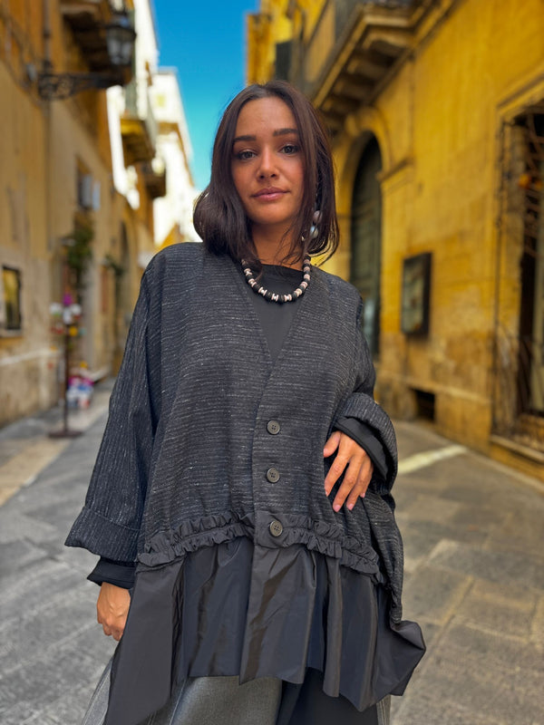 Giacca Cardigan oversize dettaglio volant Charlotte-giacca-Bijondo-Bijondo