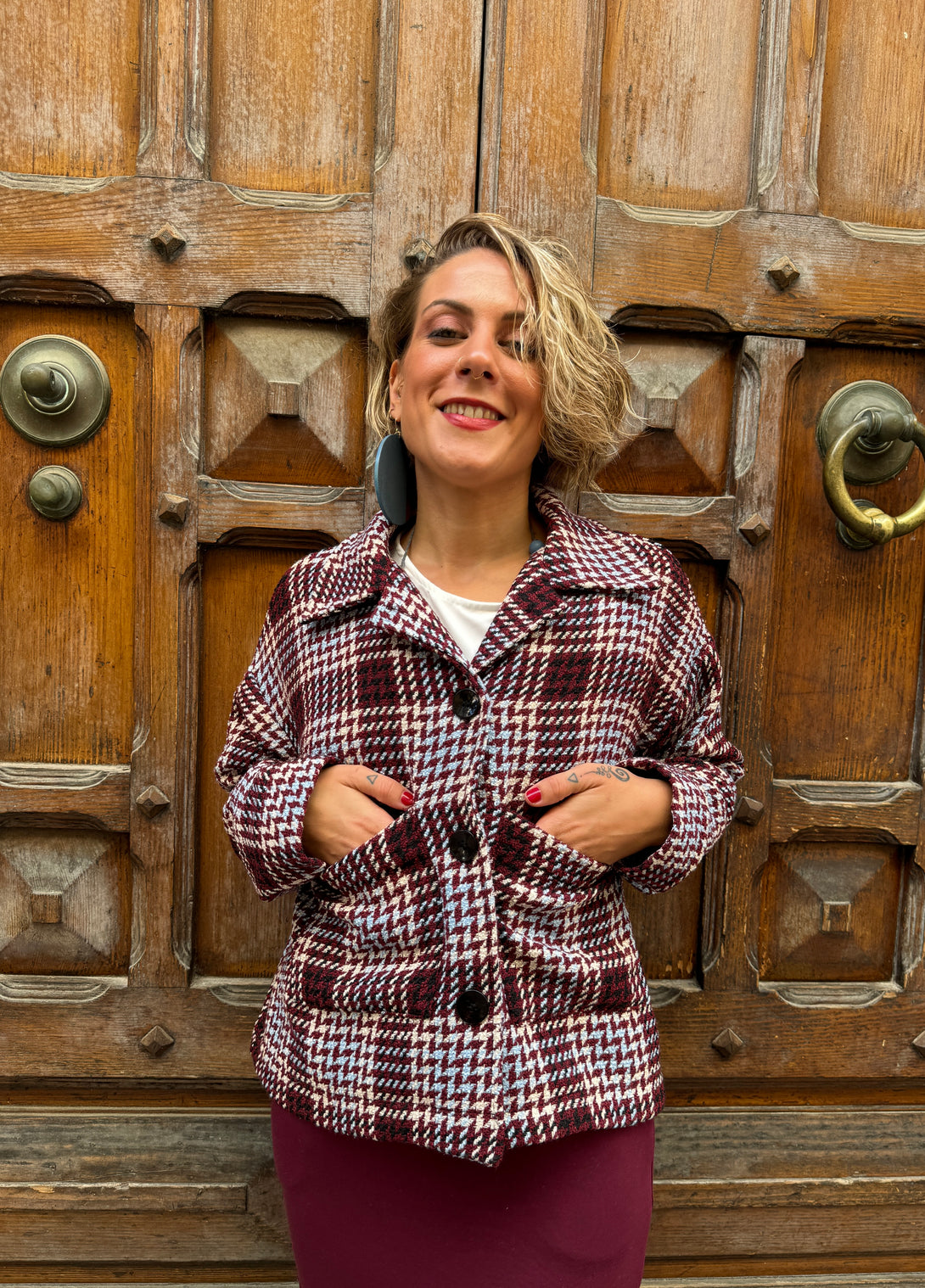 Giacca a quadri Joan-giacca-Bijondo-Bordeaux-S-Bijondo