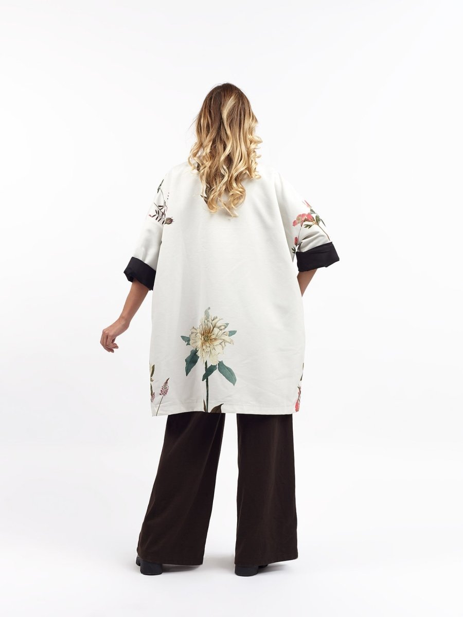 Giacca over fantasia collo a punta Cartisia - bianco - Bijondo