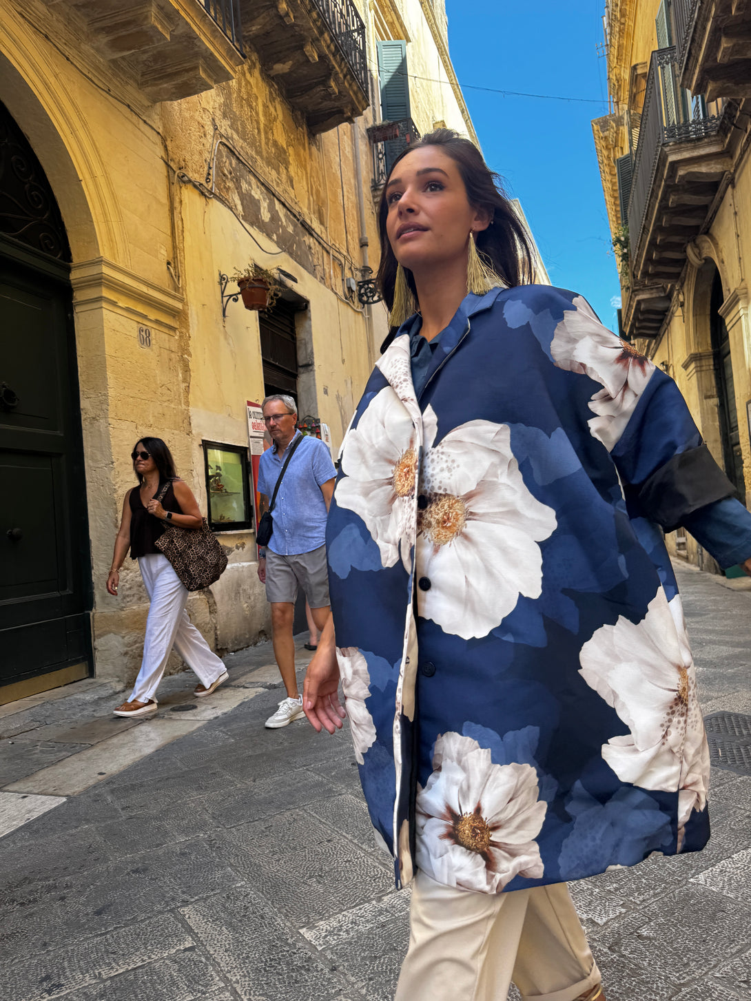 Giacca over fantasia collo a punta Cartisia-Giacca-Bijondo-Blu-taglia unica-Bijondo