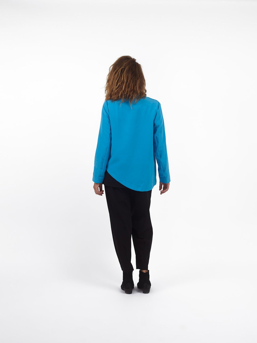 Giacca taglio asimmetrico bavero Moira-celeste-taglia unica-Bijondo