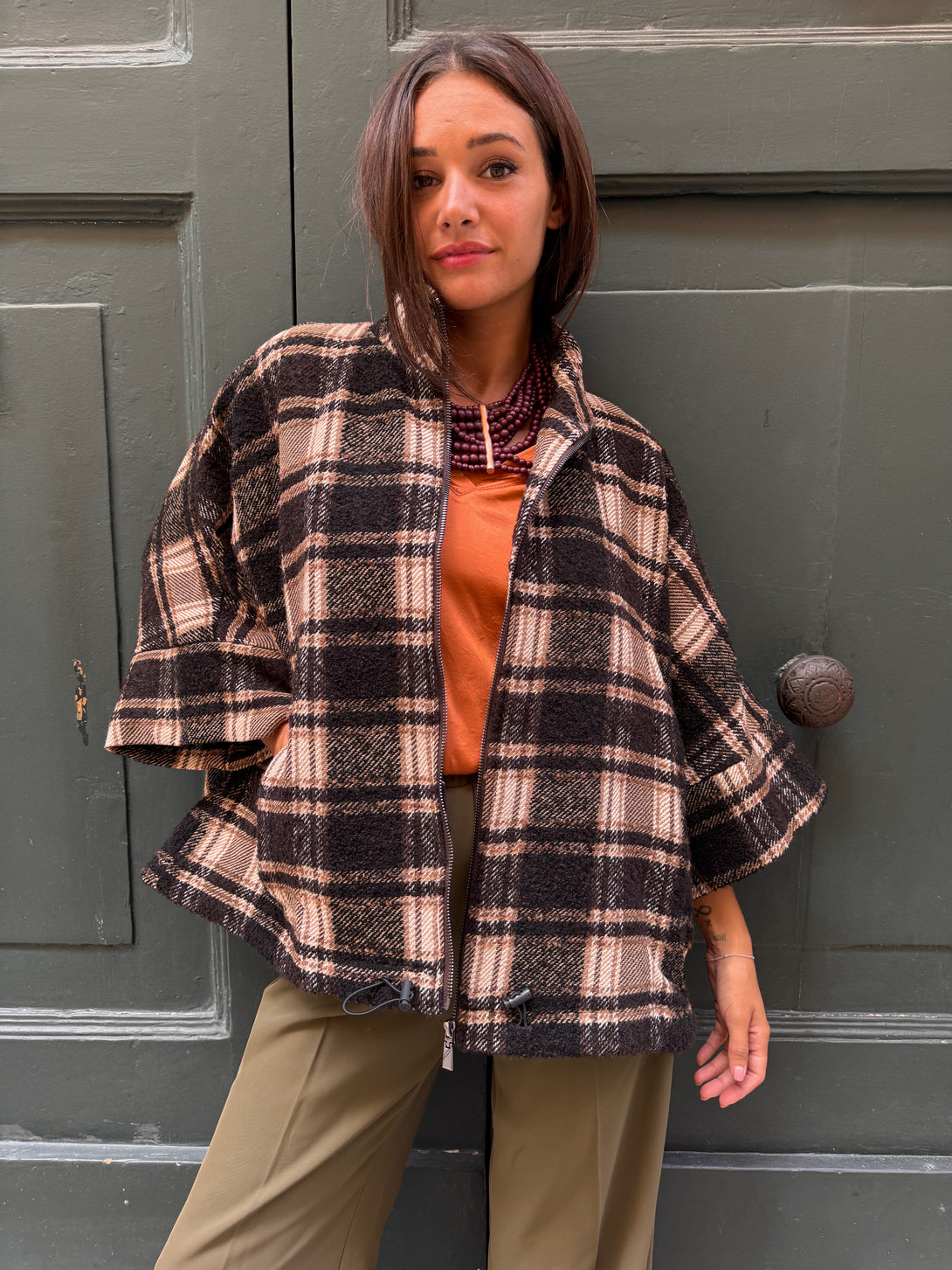 Giacca zip lacci fondo Eleanor-giacca-Bijondo-Beige-taglia unica-Bijondo