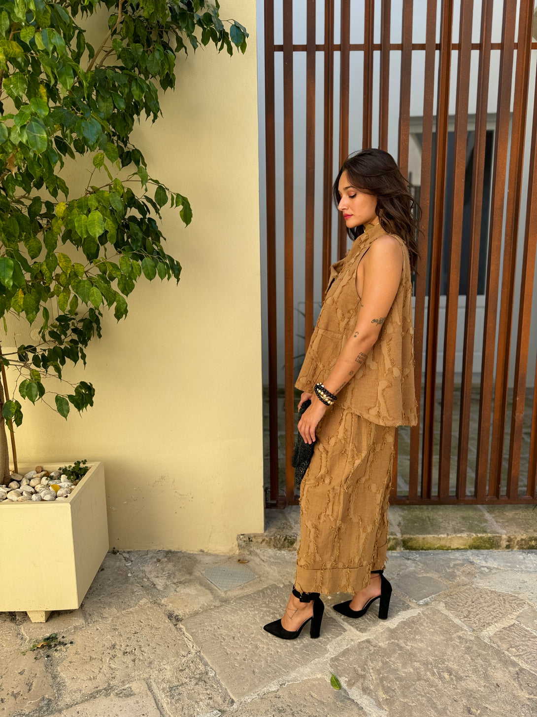 Gilet cotone & lino Stevie-pantaloni-Bijondo-Bijondo