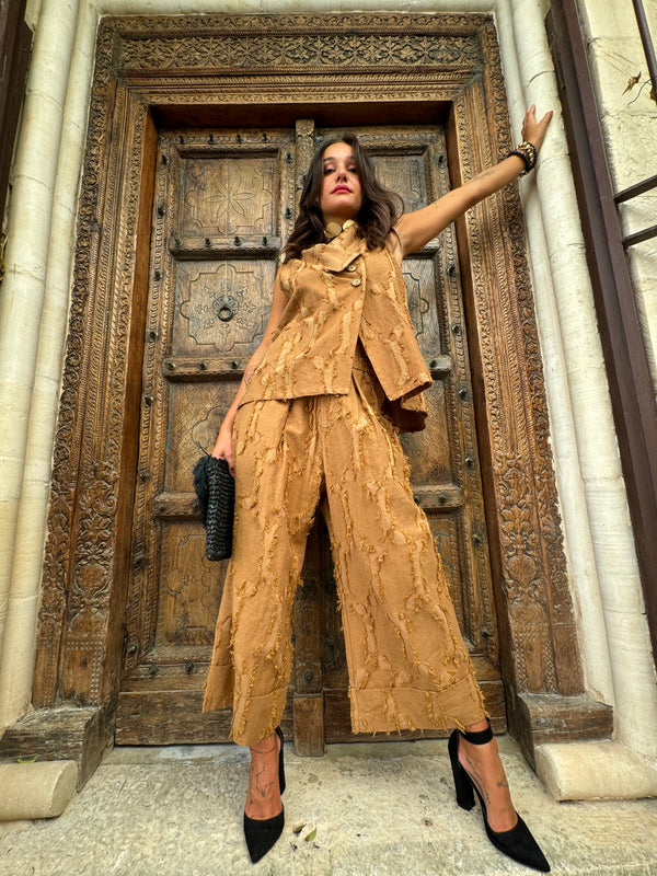 Gilet cotone & lino Stevie-pantaloni-Bijondo-Bijondo