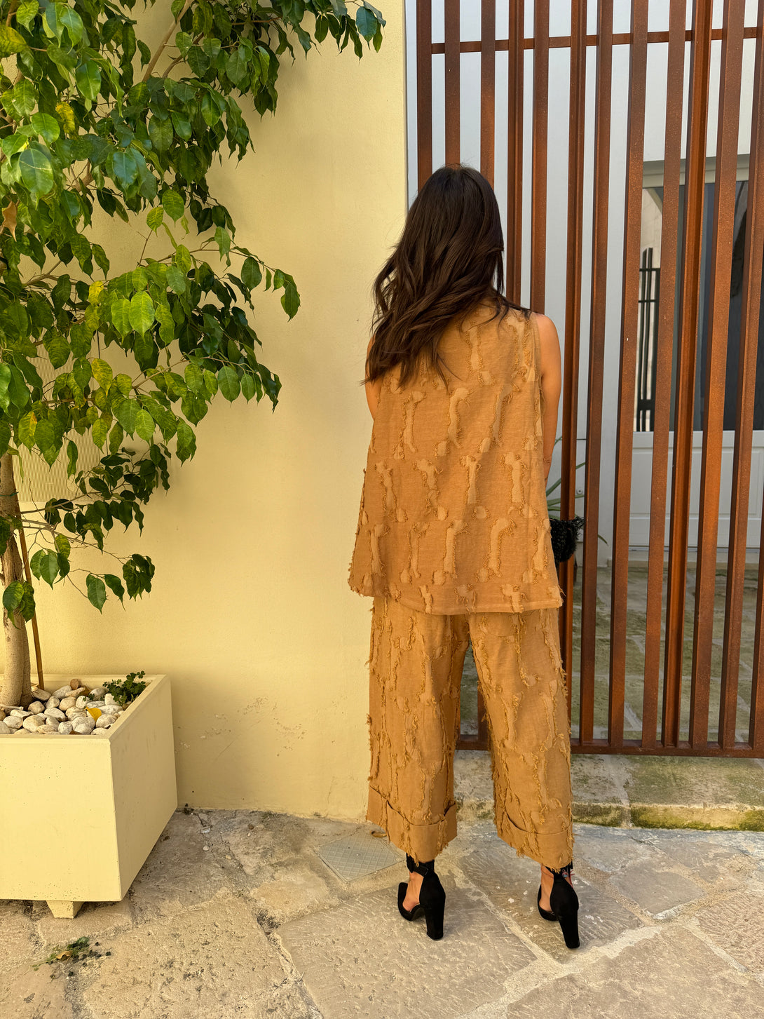 Gilet cotone & lino Stevie-pantaloni-Bijondo-Bijondo