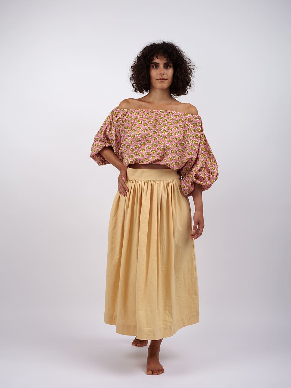 Gonna Midi Cotone Manisha - beige - Bijondo