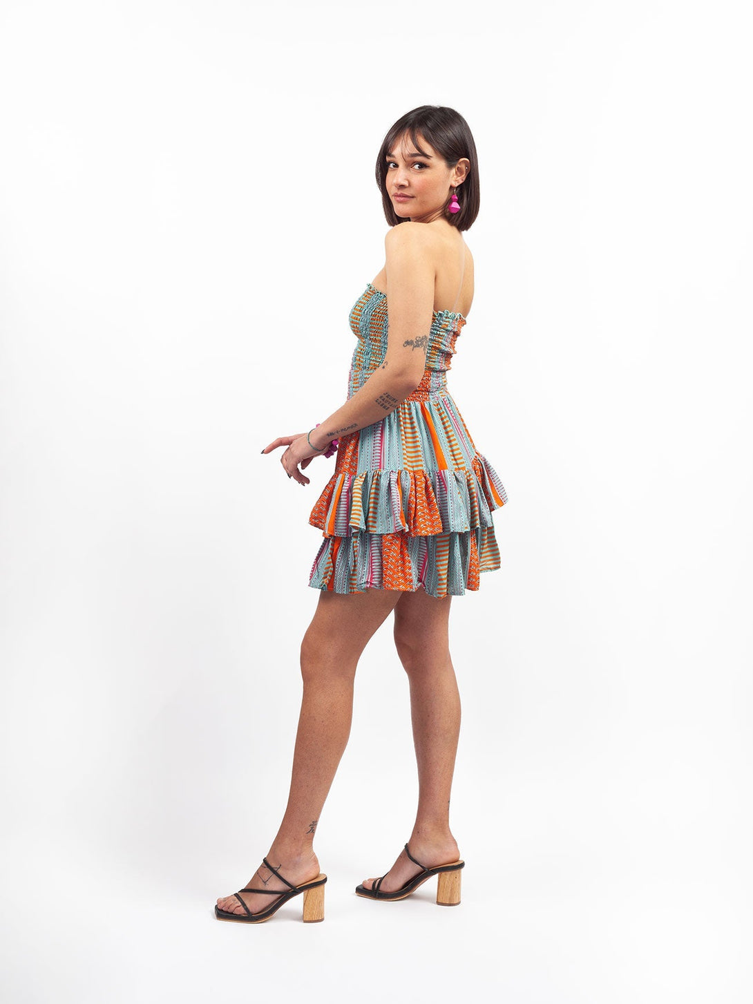 Gonna corta a balze Tatiana-arancione-Bijondo