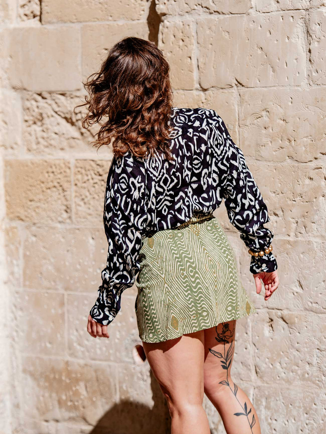 Gonna corta a portafoglio stampa Boho Estelle in Rayon-Gonna-Bijondo-Bijondo