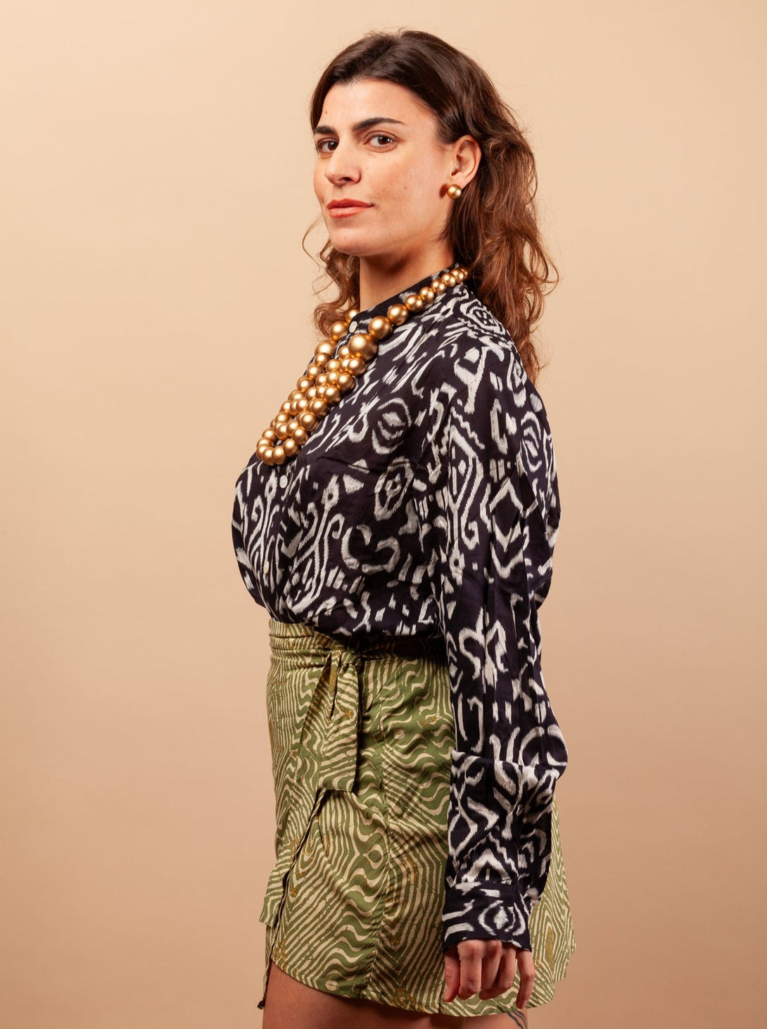 Gonna corta a portafoglio stampa Boho Estelle in Rayon-Gonna-Bijondo-Bijondo