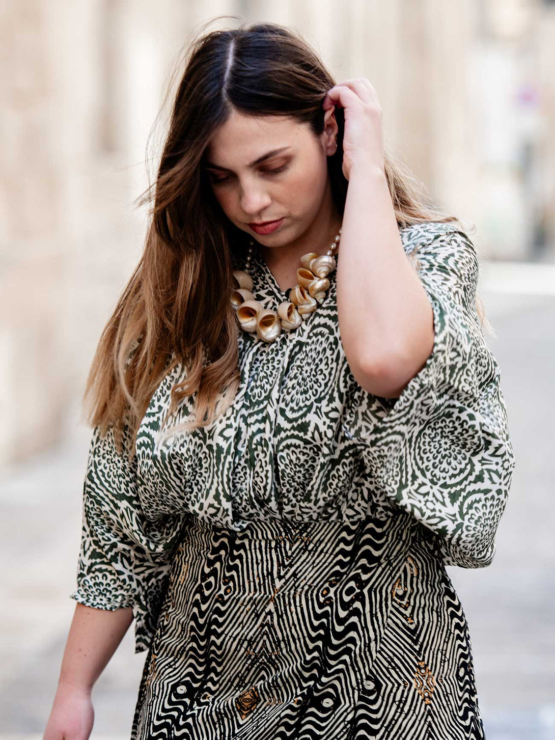 Gonna corta a portafoglio stampa Boho Estelle in Rayon-Gonna-Bijondo-Bijondo