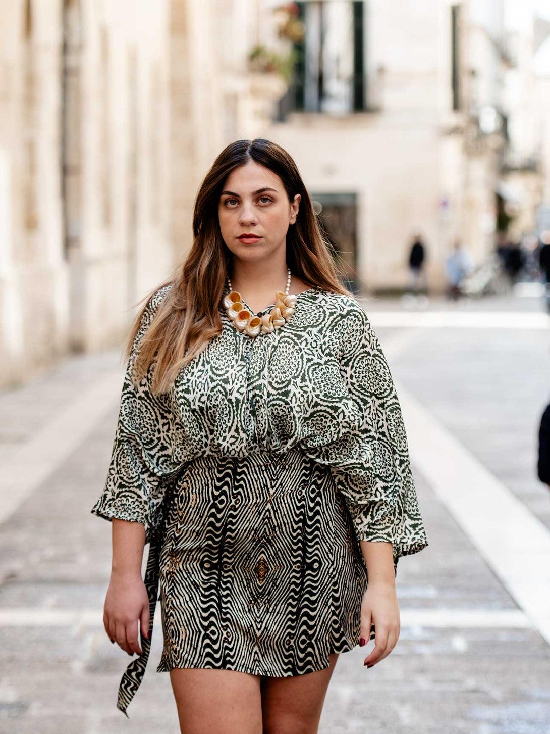 Gonna corta a portafoglio stampa Boho Estelle in Rayon-Gonna-Bijondo-Bijondo