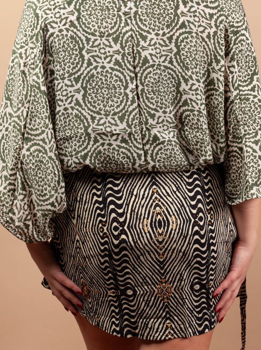 Gonna corta a portafoglio stampa Boho Estelle in Rayon-Gonna-Bijondo-Bijondo