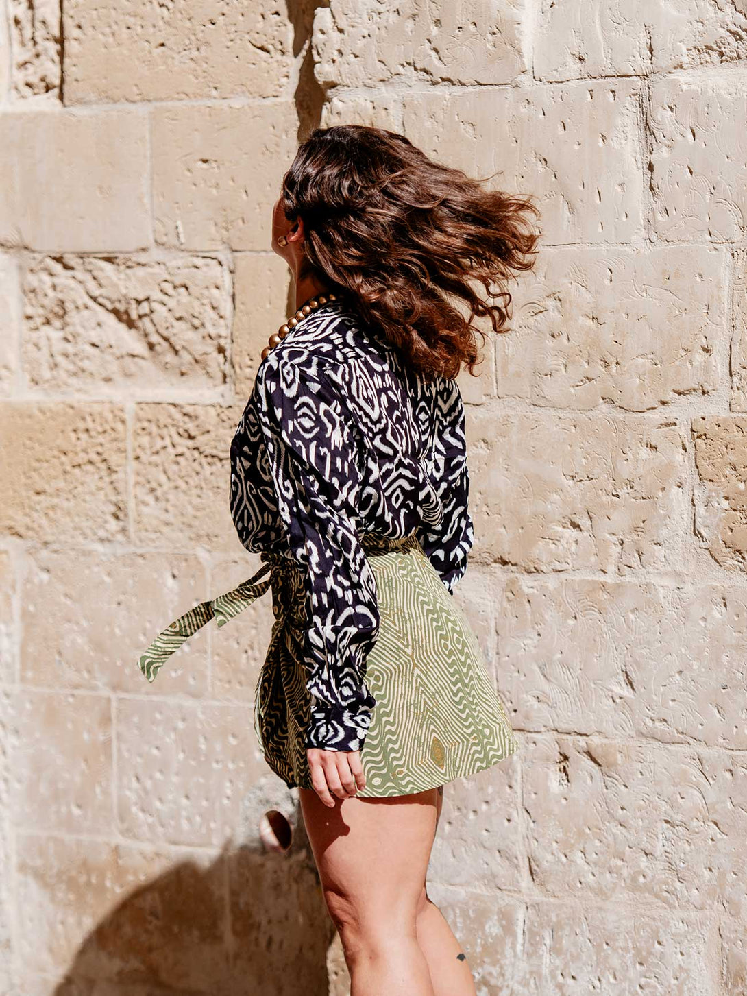 Gonna corta a portafoglio stampa Boho Estelle in Rayon-Gonna-Bijondo-Bijondo