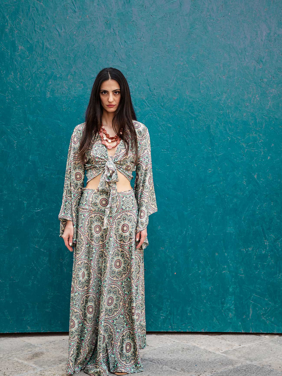 Gonna lunga in seta Almarosa-Gonna-EW-Celeste-taglia unica-Bijondo