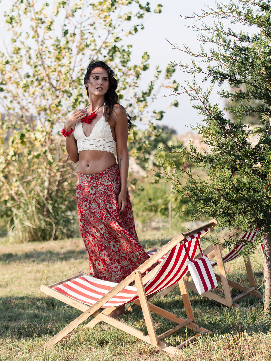 Gonna lunga in seta Almarosa-Gonna-EW-Rosso-taglia unica-Bijondo