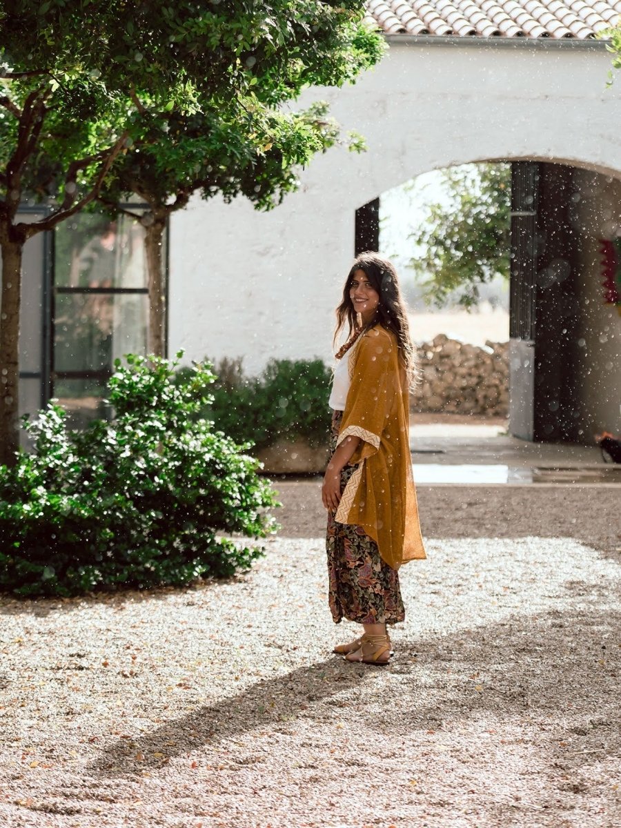 Gonna lunga in seta con spacchi Viviane - floreale - Bijondo