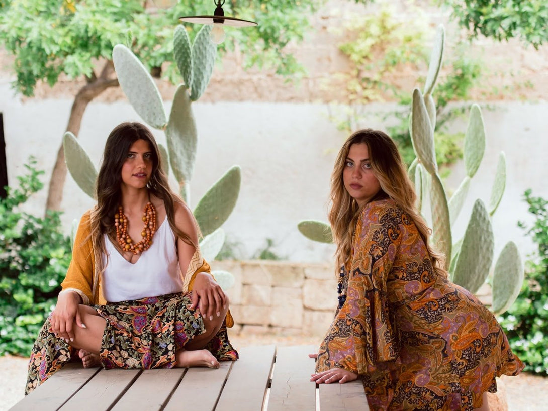 Gonna lunga in seta con spacchi Viviane - floreale - Bijondo