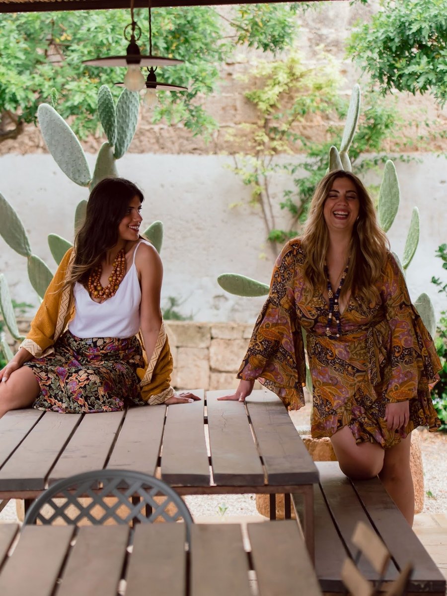 Gonna lunga in seta con spacchi Viviane - floreale - Bijondo