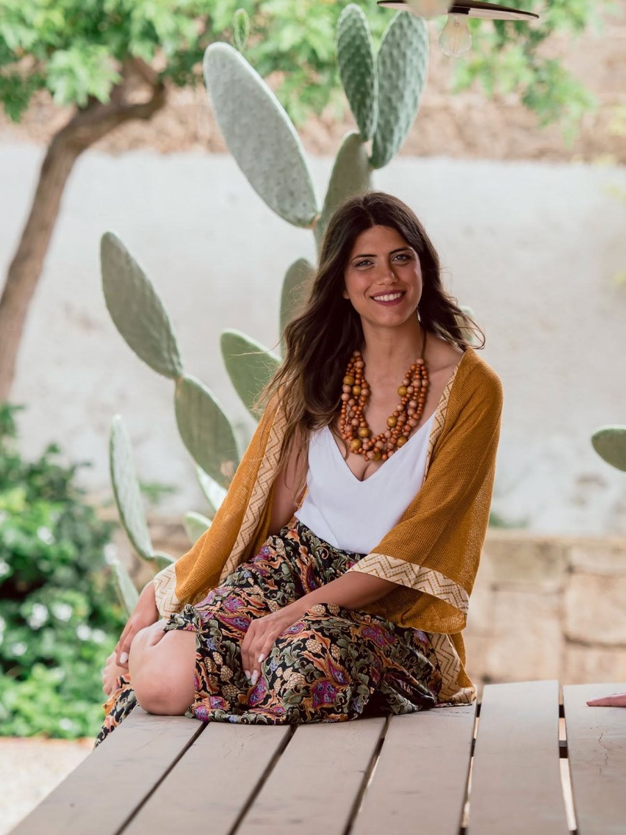 Gonna lunga in seta con spacchi Viviane - floreale - Bijondo