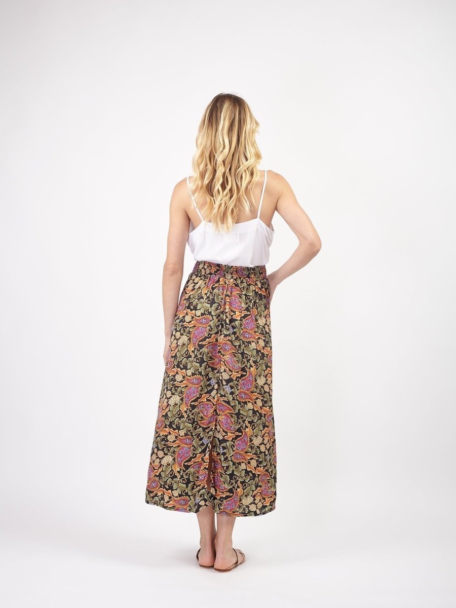 Gonna lunga in seta con spacchi Viviane - floreale - Bijondo