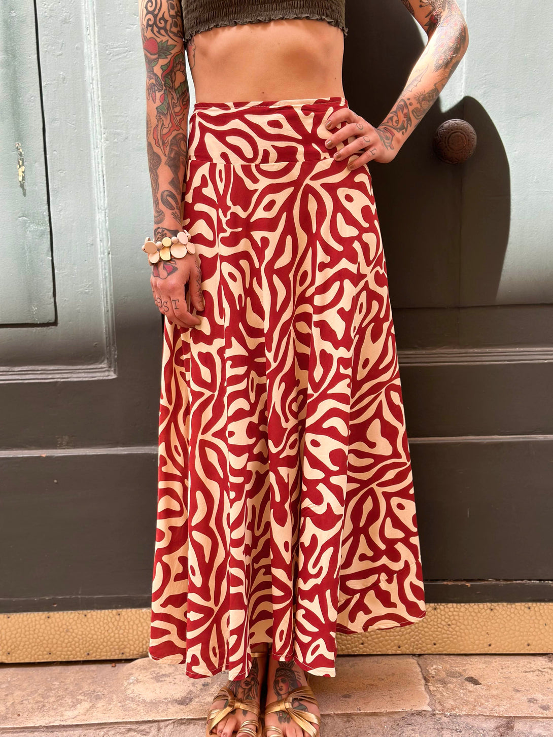 Gonna lunga rayon Julia-Gonna-Bijondo-Rosso-taglia unica-Bijondo