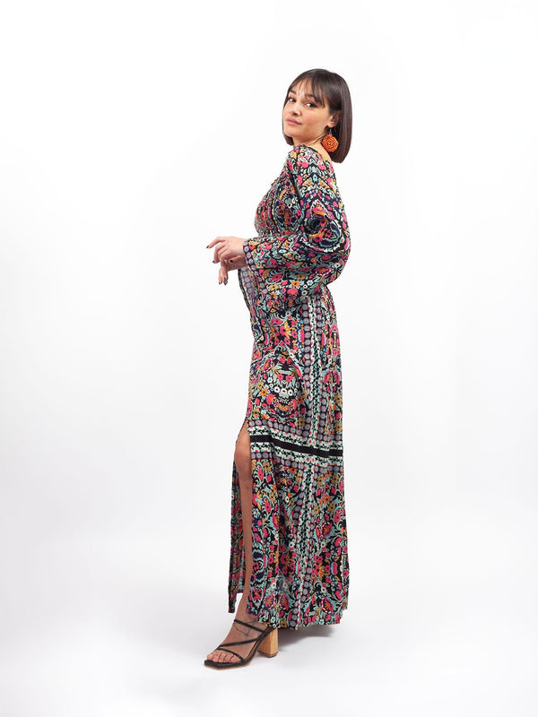 Gonna lunga spacchi frontali Miriam-arancione-Bijondo