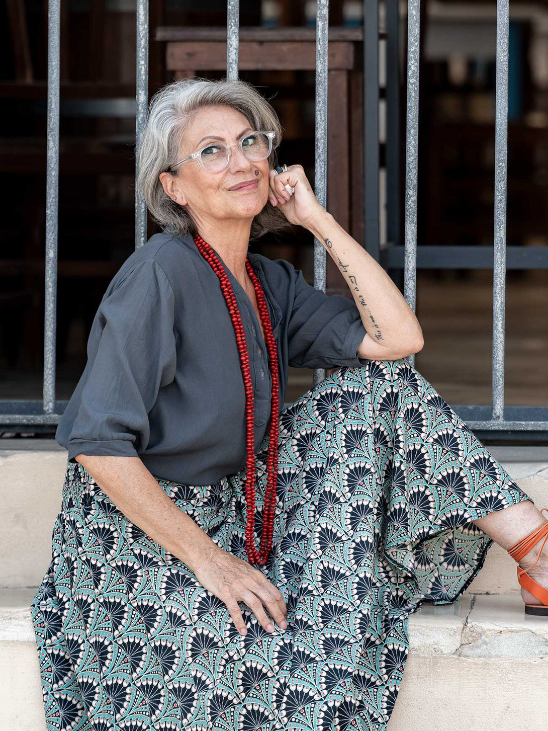 Gonna lunga viscosa Ellie-Gonna-Bijondo-Turchese-taglia unica-Bijondo