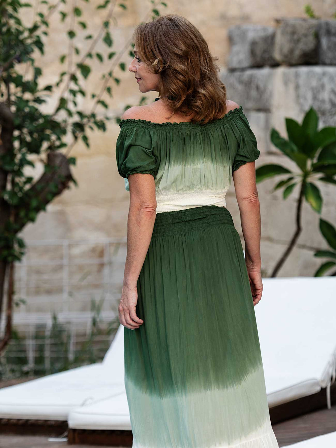 Gonna rayon con bottoni di madreperla Silke-Gonna-Bijondo-Verde-taglia unica-Bijondo