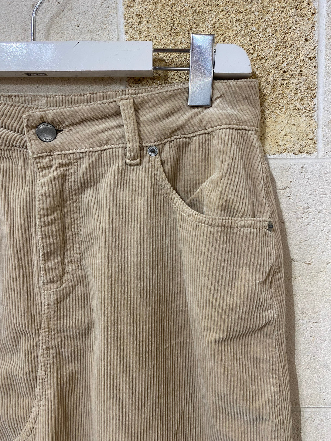 Gonna velluto cotone spacco frontale Kate-beige-XS-Bijondo