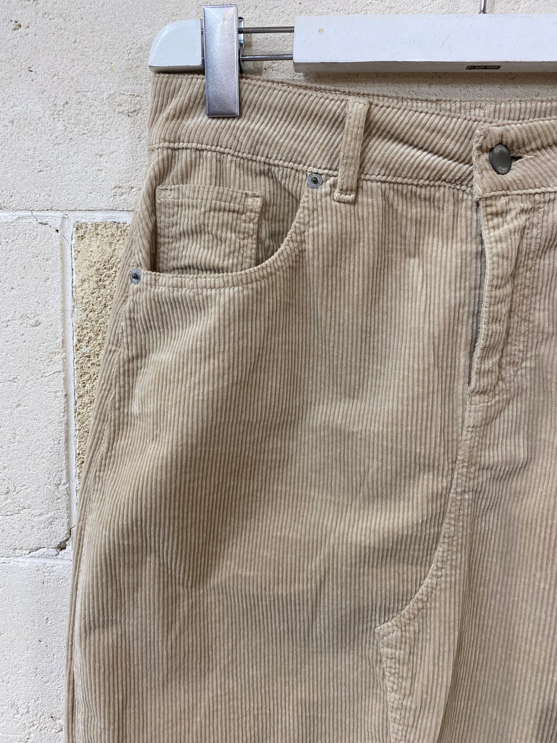 Gonna velluto cotone spacco frontale Kate-beige-XS-Bijondo