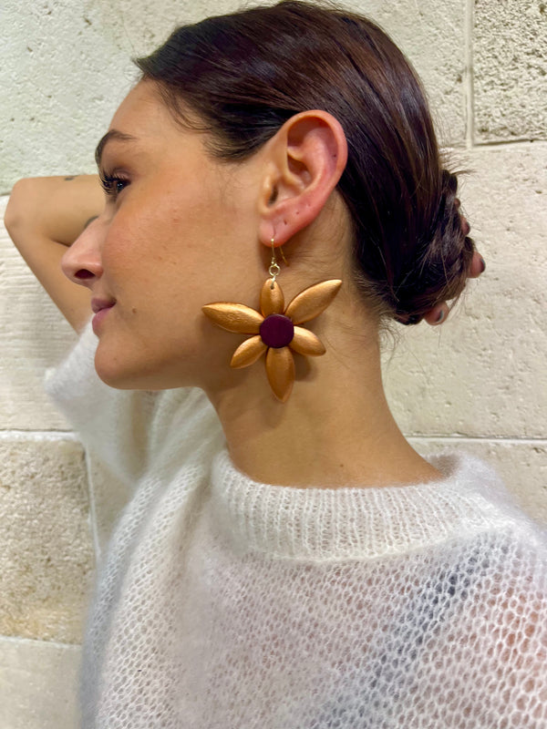 Orecchini Keukenhof legno metallic