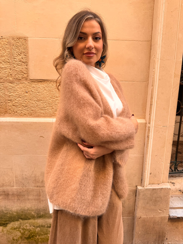 Cardigan aperto in Kid Mohair Artemisia