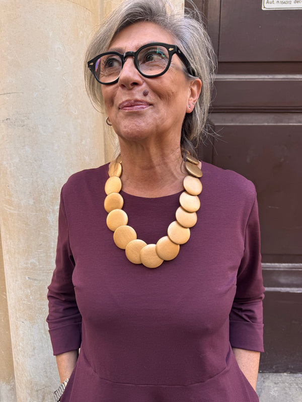 Collana legno regolabile corta Bissau metallic