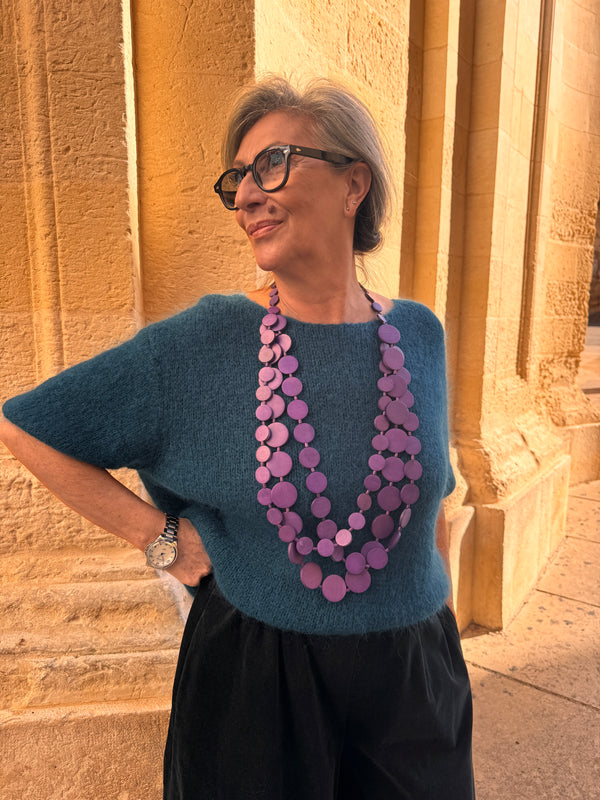 Maglione manica corta Kid Mohair e lana Emilie