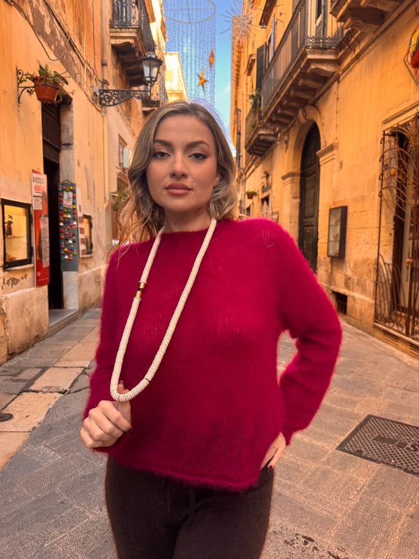 Maglione Mohair Lampone
