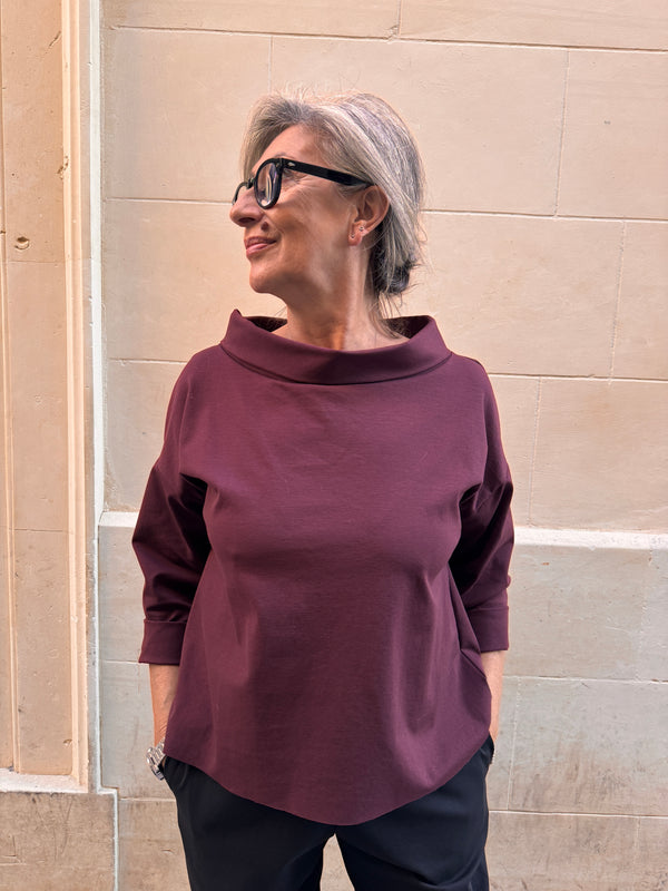 Maglia con collo risvoltato in punto milano Sally