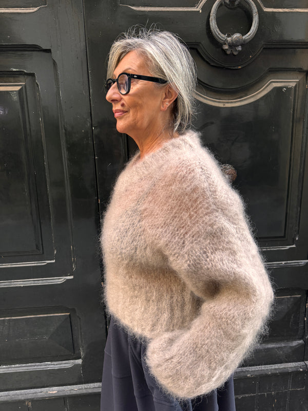 Maglione scollo a V in Kid Mohair Jessy