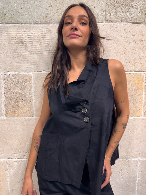 Gilet/Top a pois con colletto a bicchiere Lucy