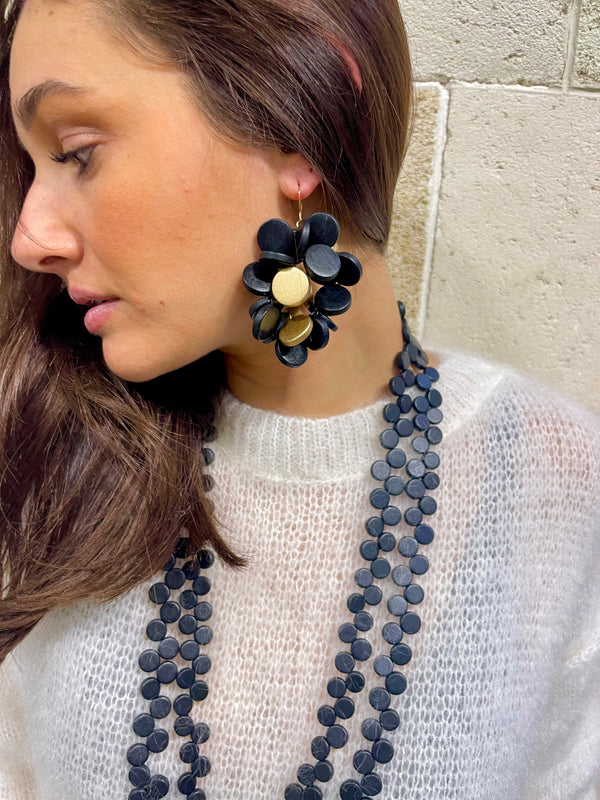 Orecchini Olanda legno metallic