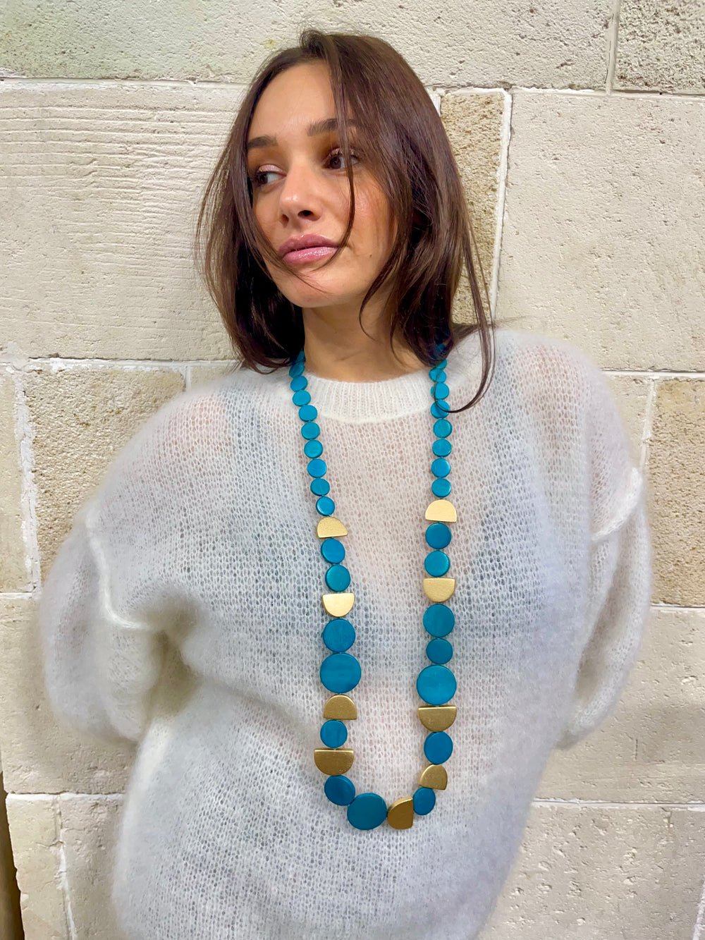 COLLANA ARCOBALENO BOHO/LAGENLOOK ANNI '70 STILE RETRÒ IN LEGNO 3 - Foto 11