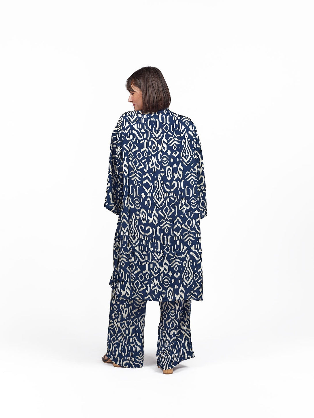 Kimono corto seta tasche Berenice - blu scuro - Bijondo