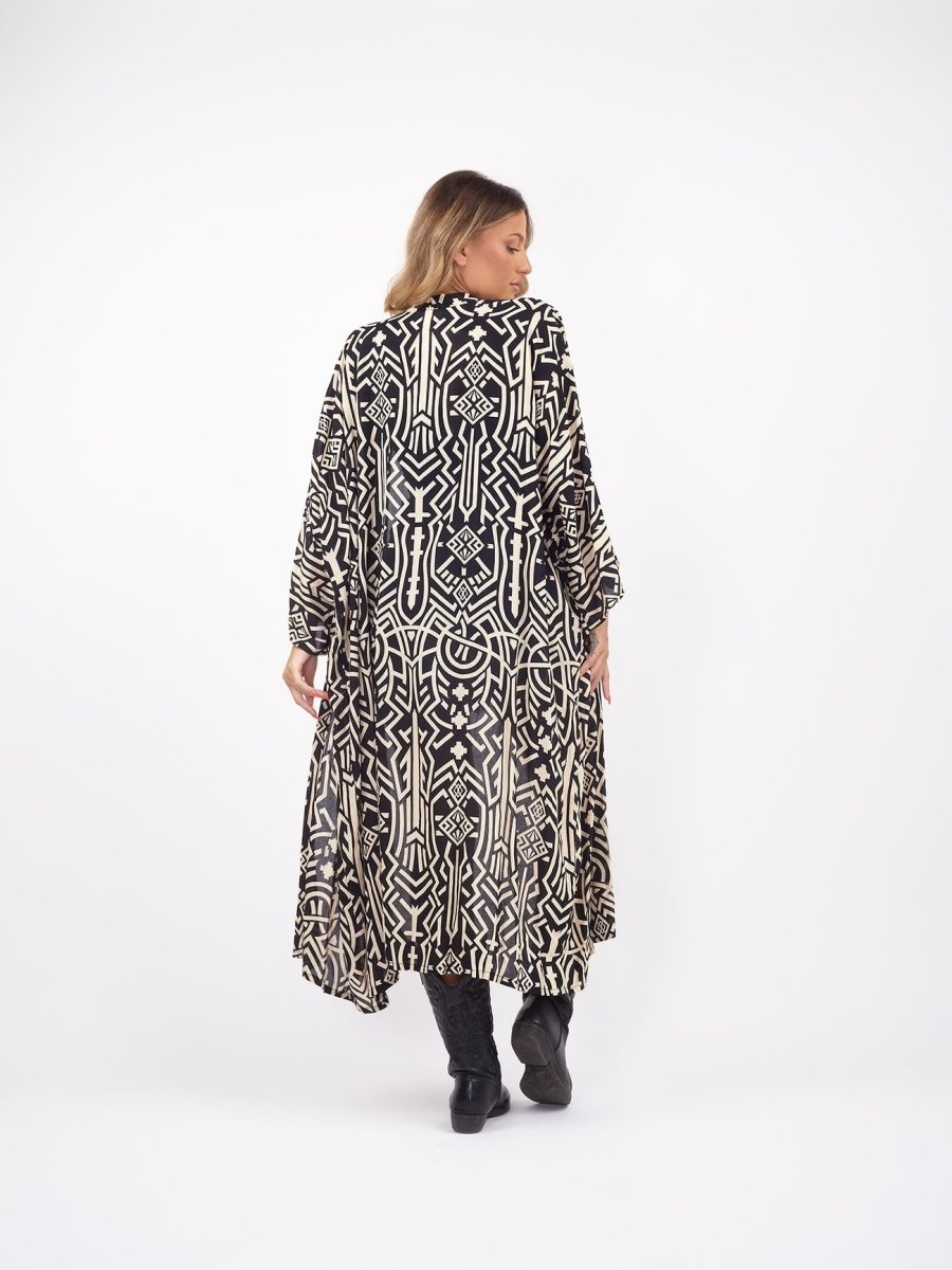 Kimono lungo boho rayon Zazà - fucsia - Bijondo