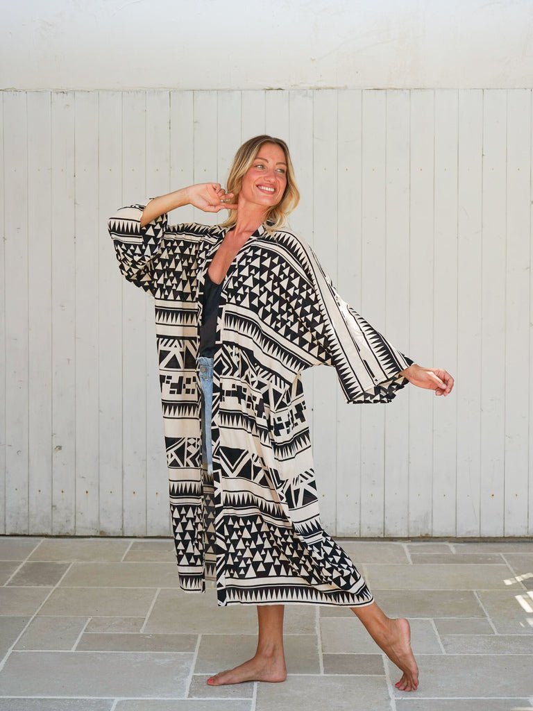 Kimono lungo leggero rayon Isla - burro - Bijondo