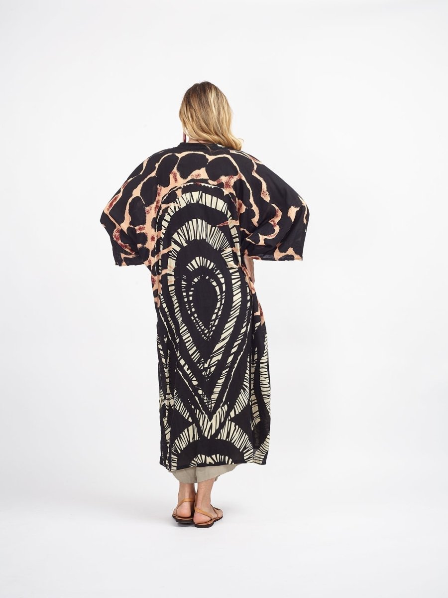 Kimono lungo leggero rayon Isla - fucsia - Bijondo