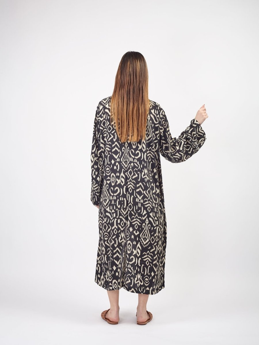 Kimono lungo seta Mireia - blu - Bijondo