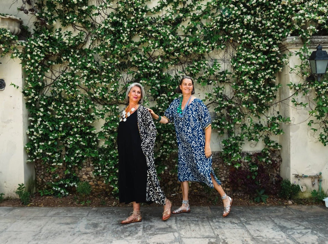 Kimono lungo seta Mireia - blu - Bijondo