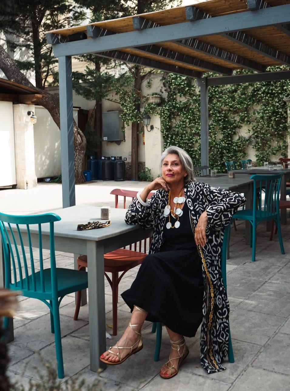 Kimono lungo seta Mireia - blu - Bijondo